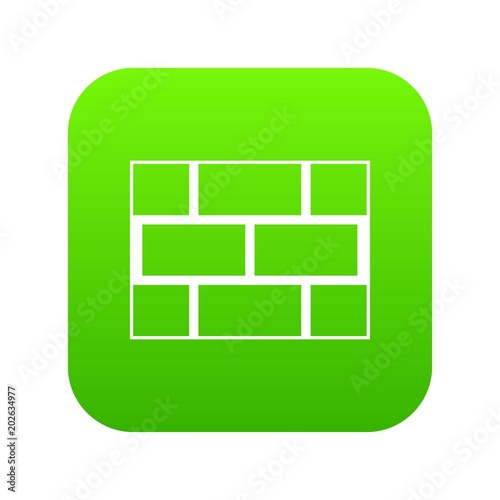 Concrete block wall icon digital green for any design isolated on white vector illustration
