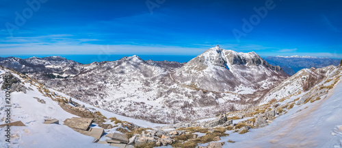 Mountain winterscape of Lovcen National Park photo