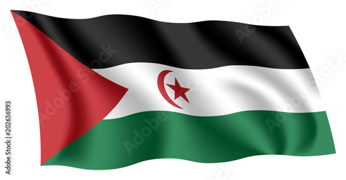 Free Download Sahrawi flag. Isolated national flag of the Sahrawi Republic. Waving flag of the Sahrawi Arab Democratic Republic (SADR). Fluttering textile sahrawi flag. - GFXLoad