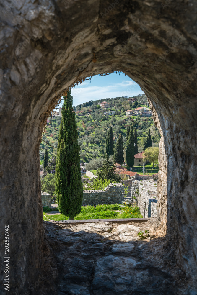 Arched wall window in the Stari Bar ruins