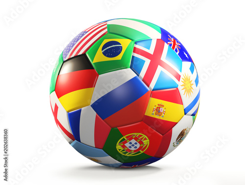 soccer ball with flags design 3d rendering isolated