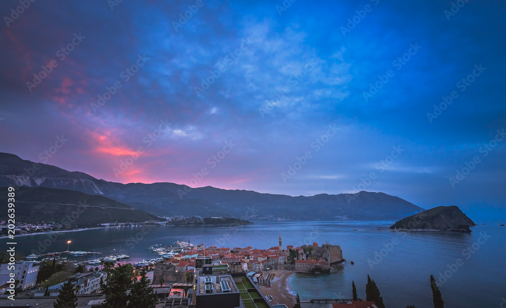 Sunset over Budva