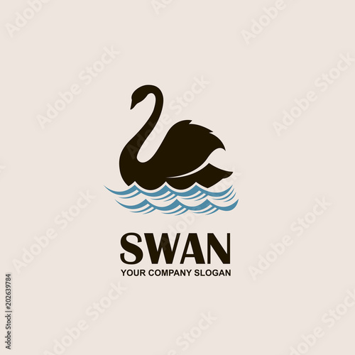 icon with black swan and blue waves