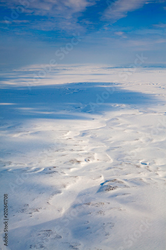 Top view of winter tundra