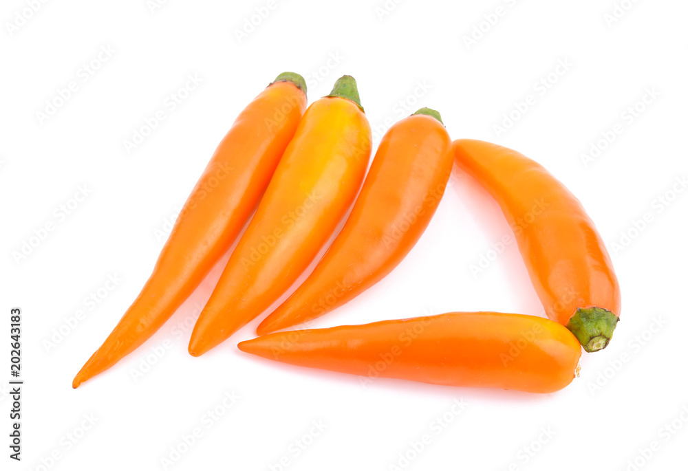 Fotografie Yellow peppers isolated on white background.