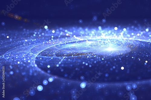 Streams of light - abstract fractal pattern, Circle blue background