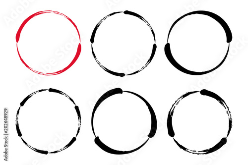 Set of hand painted ink circles