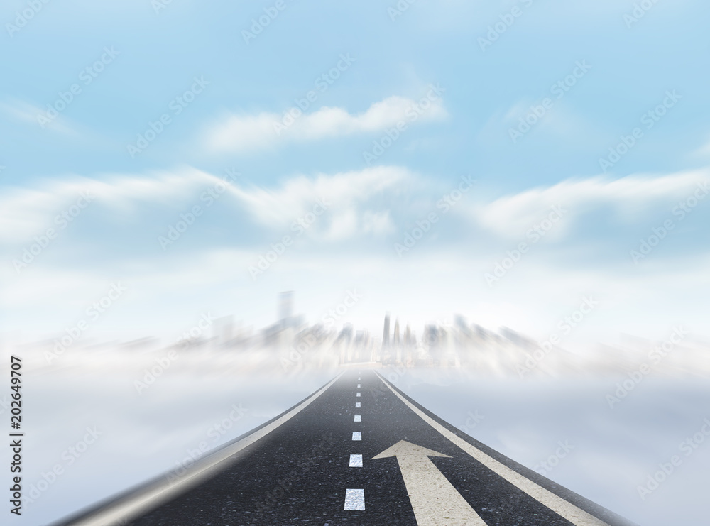 Fototapeta premium Triangle against open road background