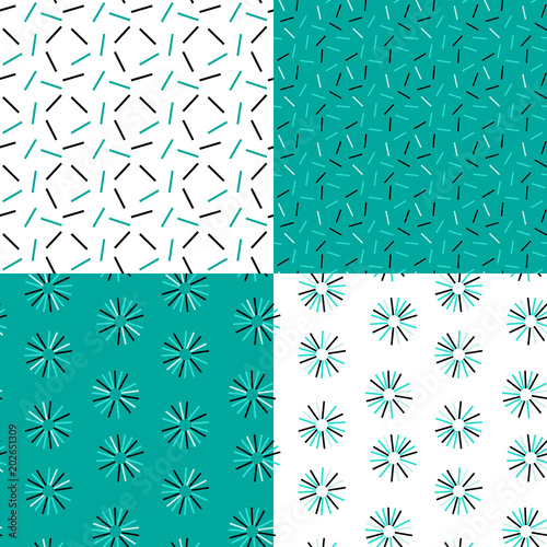 Simple seamless blue patterns set