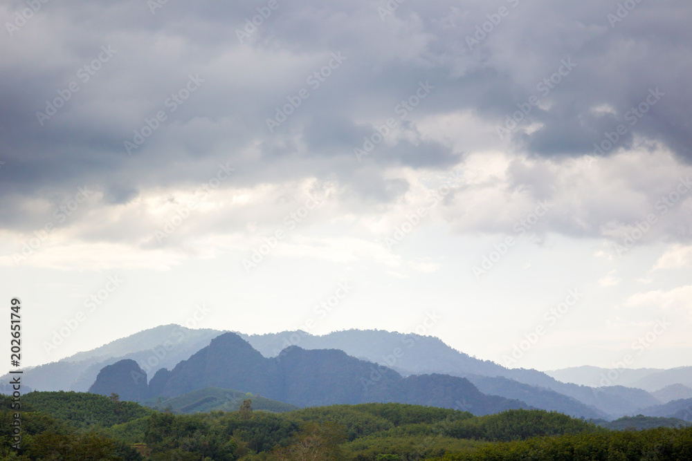 Landscape of rain forest and mountain in South East Asia