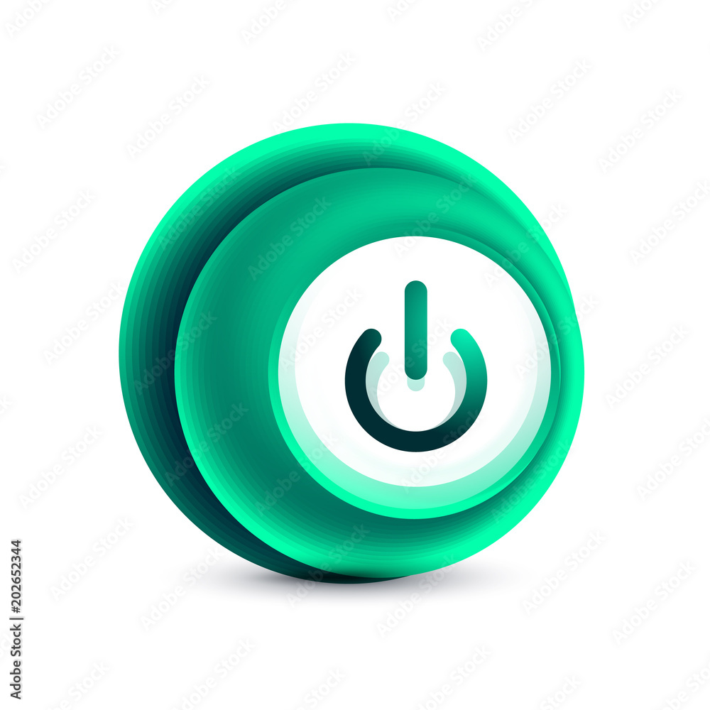 Glass transparent effect power start button, on off icon, vector UI or app symbol design Glass transparent effect power start button, on off icon, vector UI or app symbol design