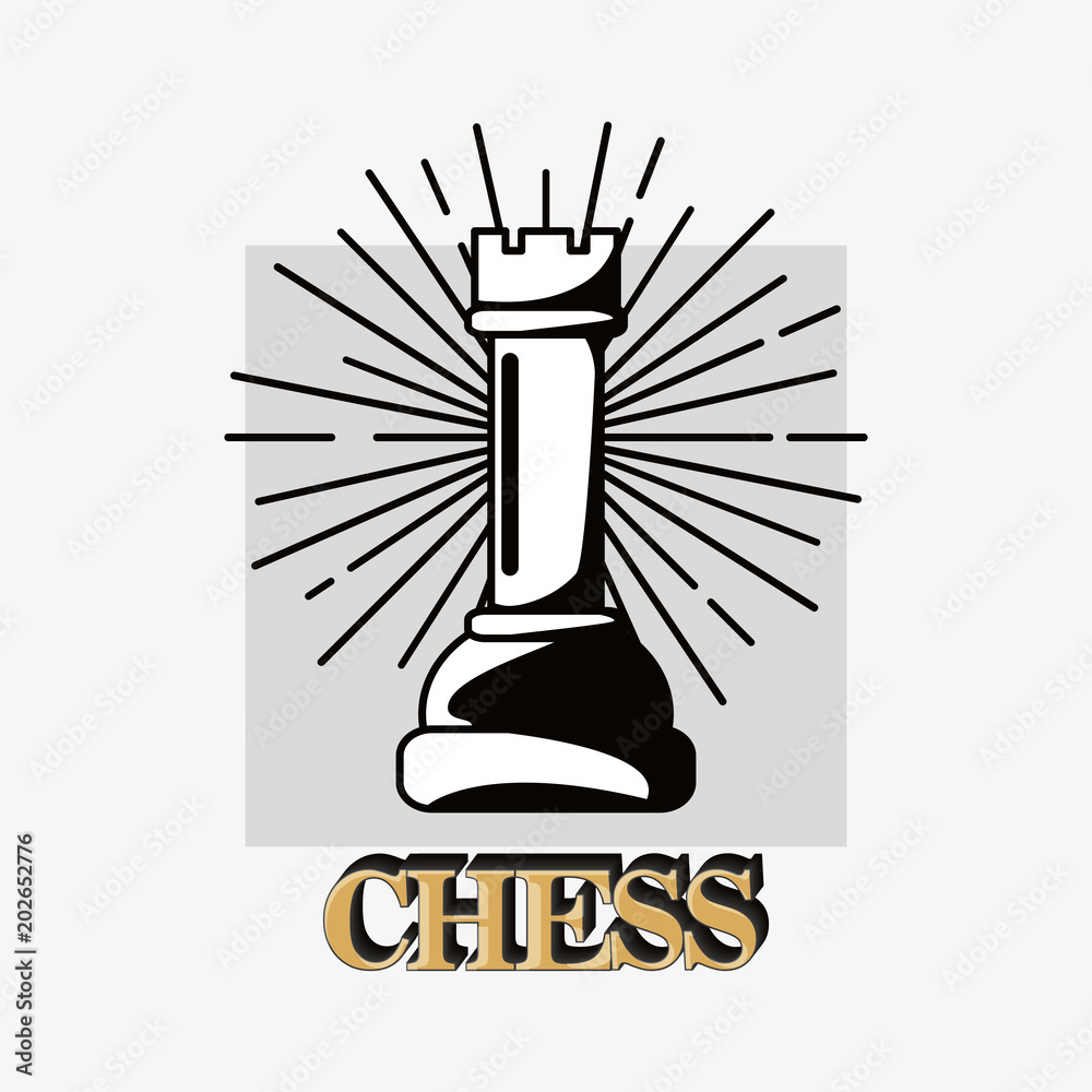 chess design with rook piece over white background, black and white design. vector illustration chess design with rook piece over white background, black and white design. vector illustration