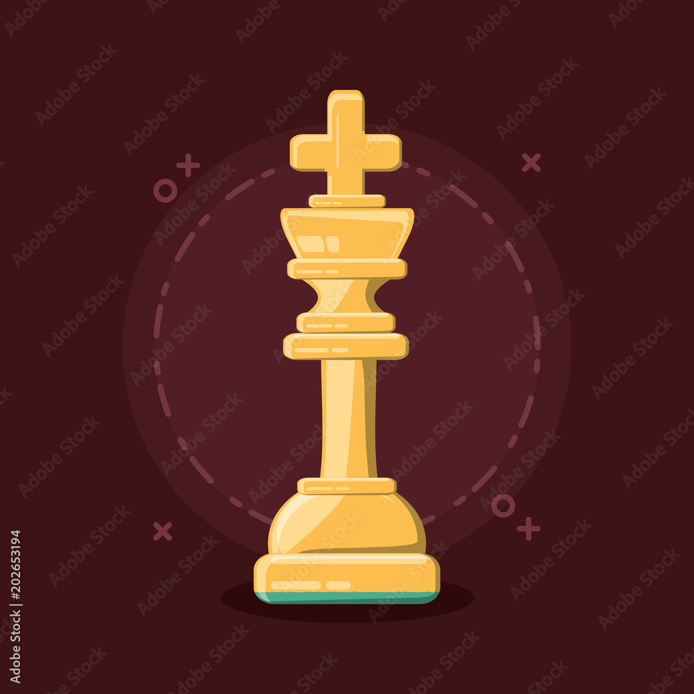 chess board design with king piece over red background, colorful design. vector illustration