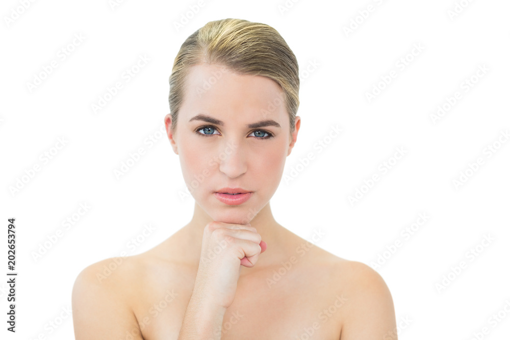 Thinking cute blonde posing Thinking cute blonde posing