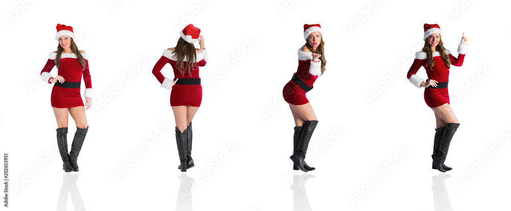 Composite image of different festive blondes on white background Composite image of different festive blondes on white background