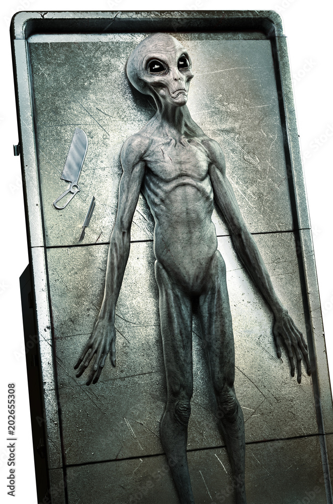 Фотография Alien autopsy 3D illustration