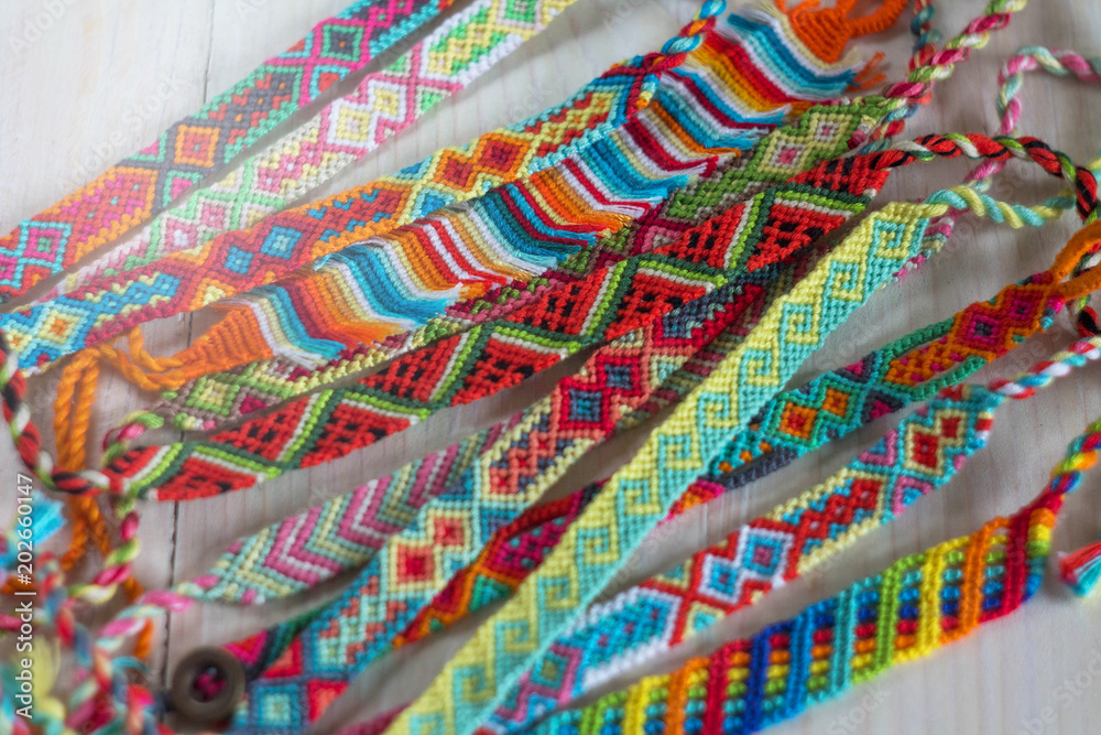 handmade friendship bracelets with colorful threads