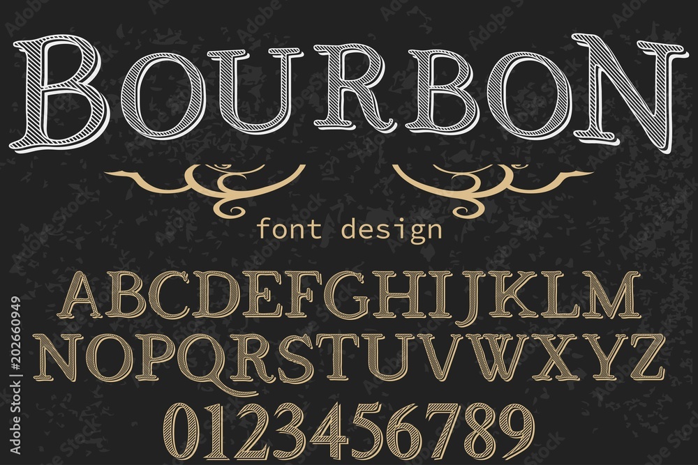Plakat Font. Alphabet. Script. Typeface. Label. Modern typeface. For labels and different type designs