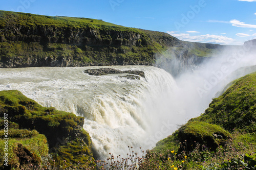 Gullfoss ("Golden Falls"),is a waterfall located in the canyon of the Hvítá river in southwest Iceland.
