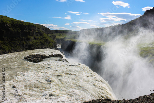 Gullfoss   Golden Falls   is a waterfall located in the canyon of the Hv  t   river in southwest Iceland.