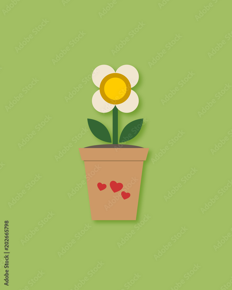 Flower pot with daisy