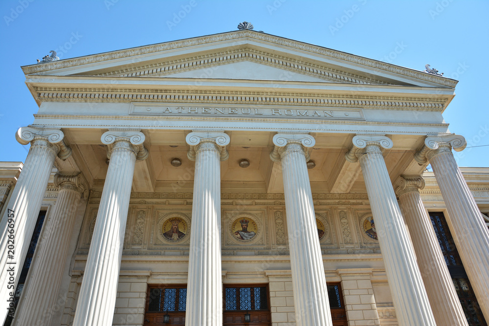 Obraz premium Romanian Atheneu , tourists attraction in Bucharest, capital of Romania Country. 