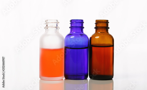 Dropper bottles isolated on a white background