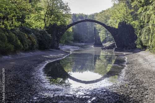 Fairytale Devil's Bridge, Perfect Circle Water Reflection, Germany