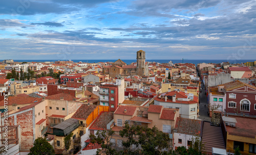 View of the old Spanish town Malgrat de Mar from the hill photo