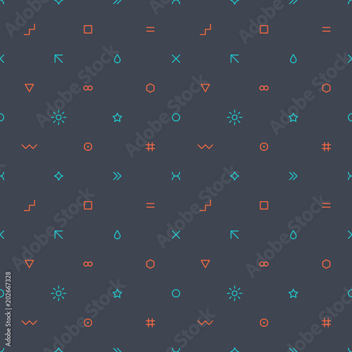 Seamless pattern in thin flat style