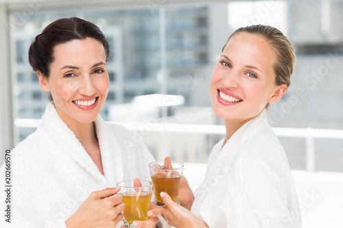 Couple friends having a spa day