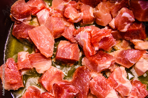 Pork meat preparing in a slow cooker