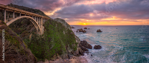 Sunset along the Big Sur coast of California.