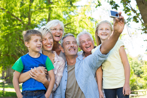 Happy family taking a selfie 