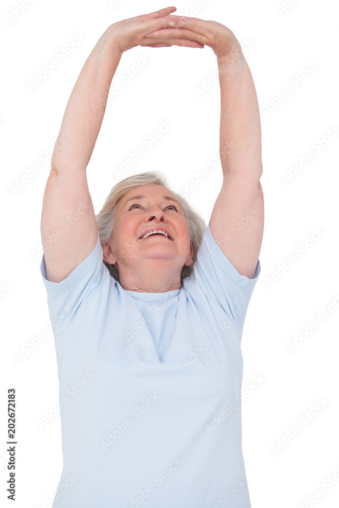 Senior woman stretching her arms Senior woman stretching her arms