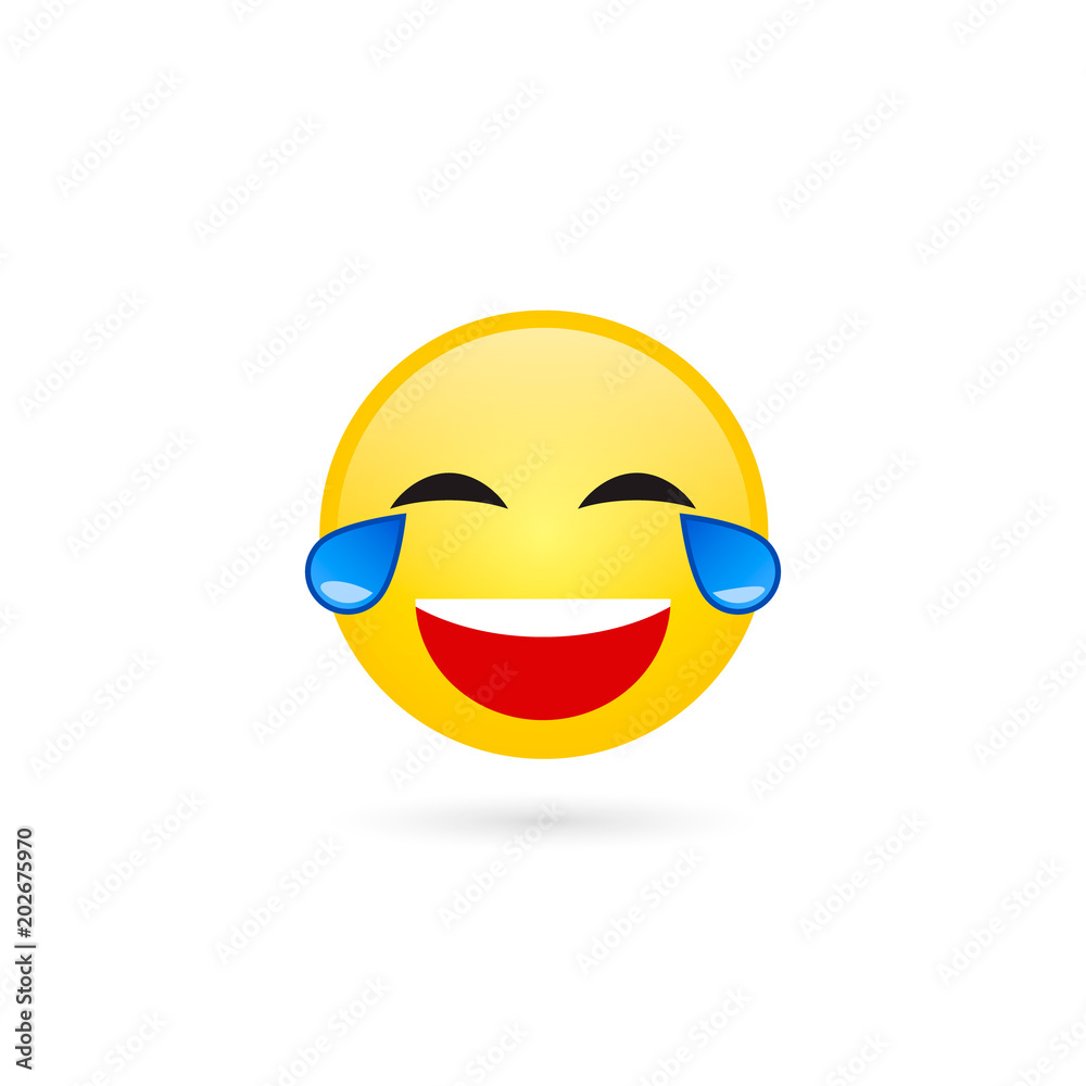 Fototapeta premium Laughing emoticon with tears of joy, Vector isolated illustration