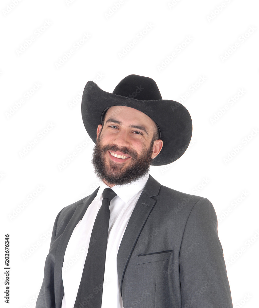 Portrait of man in a suit and cowboy hat Portrait of man in a suit and cowboy hat