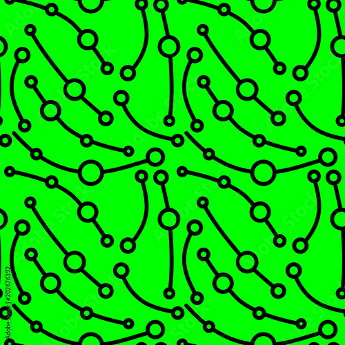 Vector pattern of abstract black bacillus and viruses on a green background.