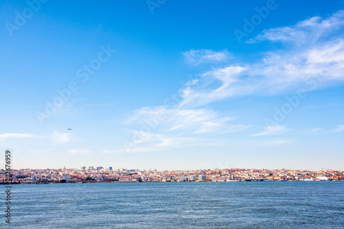 lisbon old town alfama viewed from tagus river side