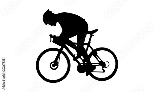 silhouette of men riding bikes in the race