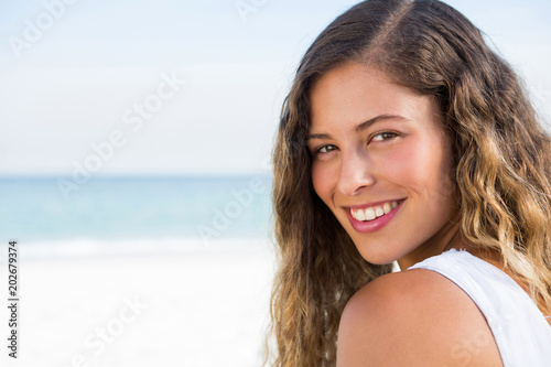 Close up portrait of happy woman