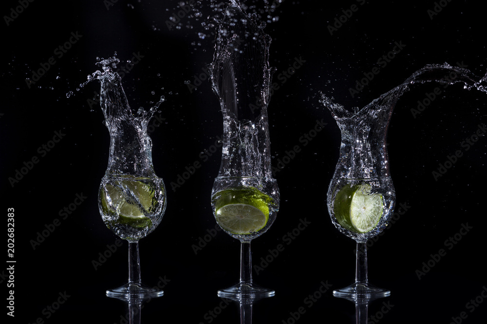 lime drop into the glass