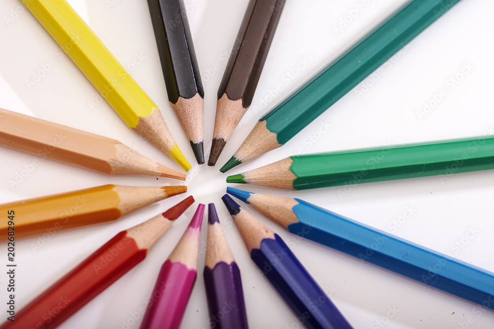 large circle and lines made with colored pencils large circle and lines made with colored pencils