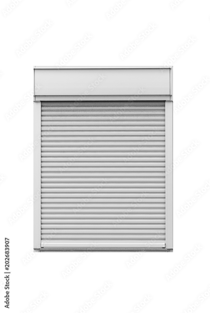White metal shutter window isolated on white background White metal shutter window isolated on white background
