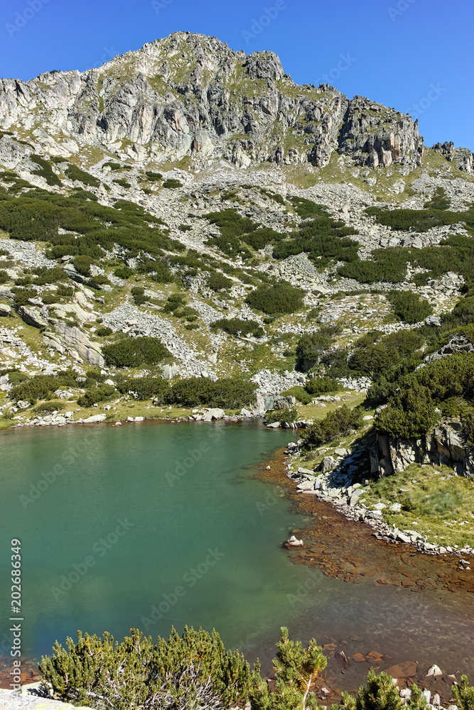 Fototapeta premium Amazing landscape with Dzhangal peak and Samodivski lakes, Pirin Mountain, Bulgaria