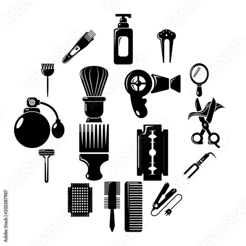 Hairdresser icons set. Simple illustration of 16 hairdresser vector icons for web