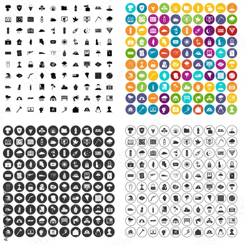 100 natural disasters icons set vector in 4 variant for any web design isolated on white