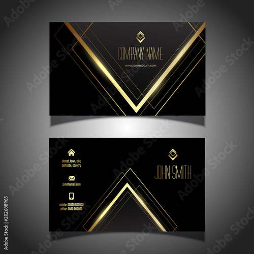 Elegant gold and black business card design