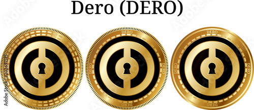 Set of physical golden coin Dero (DERO) photo
