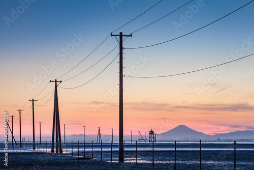   Mt.Fuji and sea at sunset